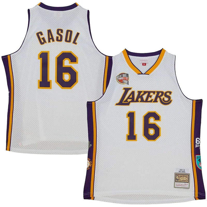 Elegante Pau Gasol Los Angeles Lakers Unisex Hall of Fame Class of 2023 Throwback Swingman Jersey White