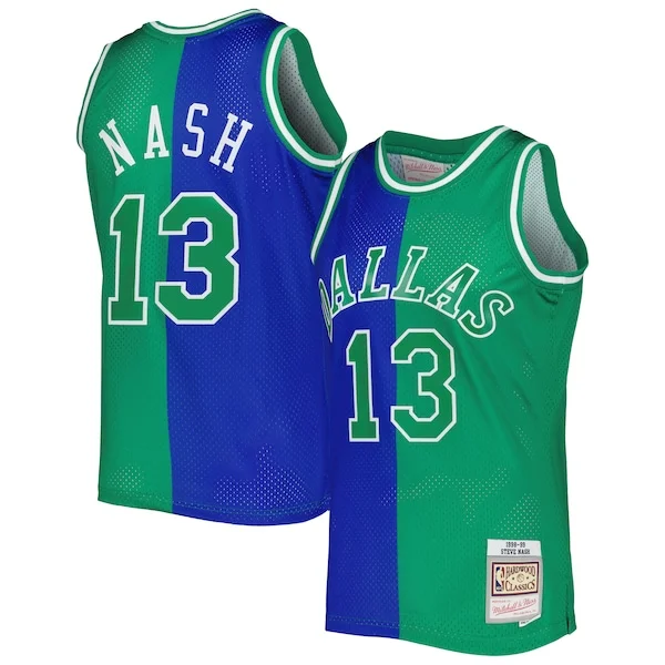 Cool Accattivante Trendy Steve Nash Dallas Mavericks Hardwood Classics 1998/99 Split Swingman Jersey Blue/Green
