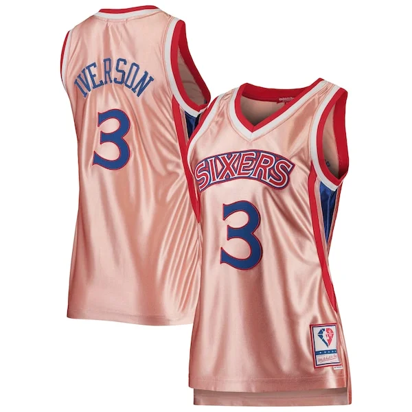 Cool Meraviglioso Carino Allen Iverson Philadelphia 76ers Women's 75th Anniversary Rose Gold 1996 Swingman Jersey Pink