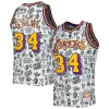 Cool Shaquille O'Neal Los Angeles Lakers 1996/97 Hardwood Classics Doodle Swingman Jersey White