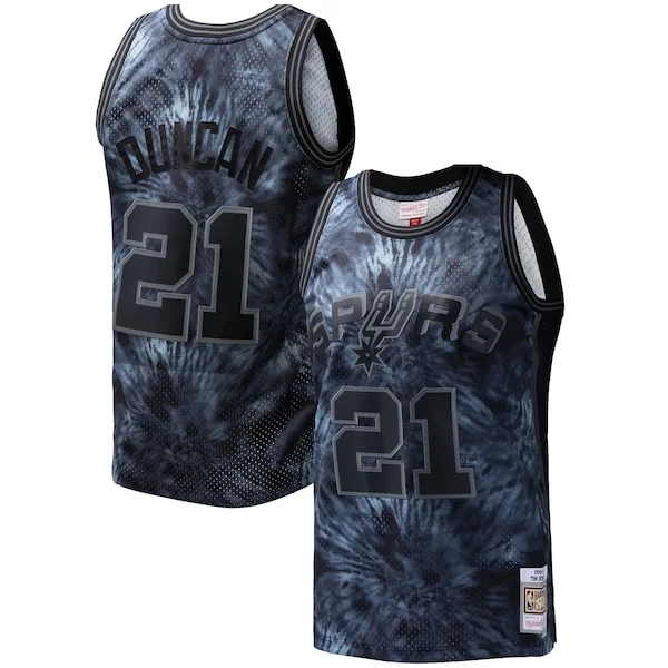 Cool Tim Duncan San Antonio Spurs Hardwood Classics 1998/99 Tie Dye Swingman Jersey Black