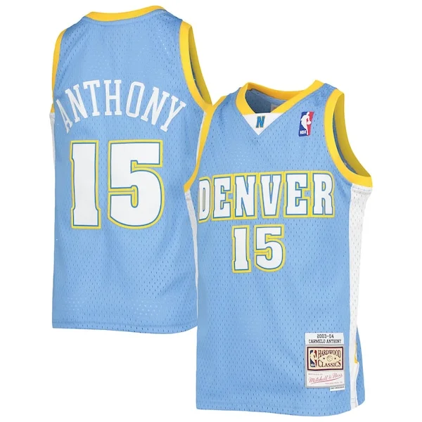 Delizioso Incantevole Carmelo Anthony Denver Nuggets Youth 2003 04 Hardwood Classics Swingman Jersey Powder Blue