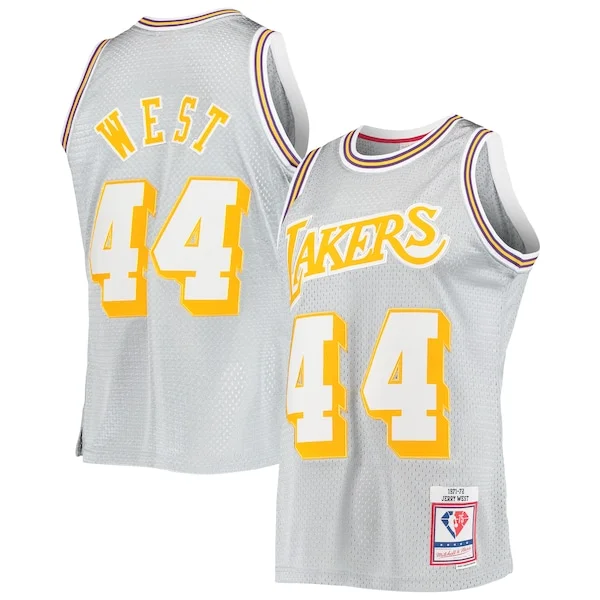 Delizioso Jerry West Los Angeles Lakers 75th Anniversary 1971/72 Hardwood Classics Swingman Jersey Silver