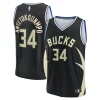 Delizioso Lussuoso Giannis Antetokounmpo Milwaukee Bucks Fast Break Replica Player Jersey Statement Edition Black