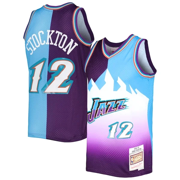 Duraturo John Stockton Utah Jazz Hardwood Classics 1996/97 Split Swingman Jersey Purple/Turquoise
