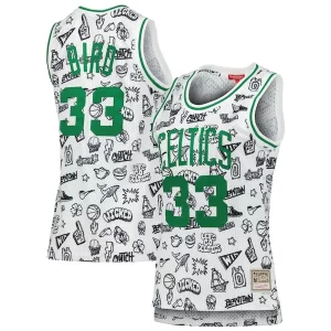 Duraturo Resistente Incantevole Larry Bird Boston Celtics Women's 1985 Doodle Swingman Jersey White