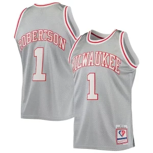 Eccezionale Classico Oscar Robertson Milwaukee Bucks 75th Anniversary 1971/72 Hardwood Classics Swingman Jersey Silver