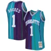 Eccezionale Comodo Incantevole Muggsy Bogues Charlotte Hornets Hardwood Classics 1992/93 Split Swingman Jersey Teal/Purple