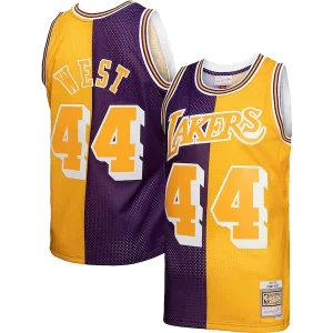Eccezionale Cool Prestigioso Jerry West Los Angeles Lakers Hardwood Classics 1971/72 Split Swingman Jersey Purple/Gold
