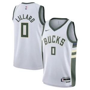 Eccezionale Damian Lillard Milwaukee Bucks Nike Youth Swingman Jersey Association Edition White