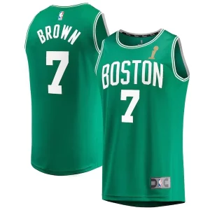 Eccezionale Jaylen Brown Boston Celtics 2024 NBA Finals Champions Fast Break Replica Player Jersey Kelly Green Icon Edition