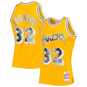 Eccezionale Meraviglioso Accattivante Magic Johnson Los Angeles Lakers 1984/85 Hardwood Classics NBA 75th Anniversary Diamond Swingman Jersey Gold
