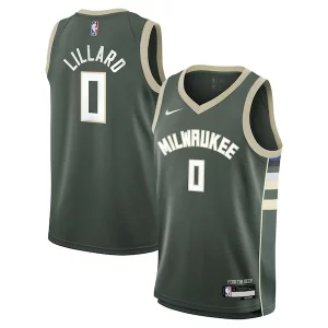 Eccezionale Ottimo Damian Lillard Milwaukee Bucks Nike Youth Swingman Jersey Icon Edition Hunter Green