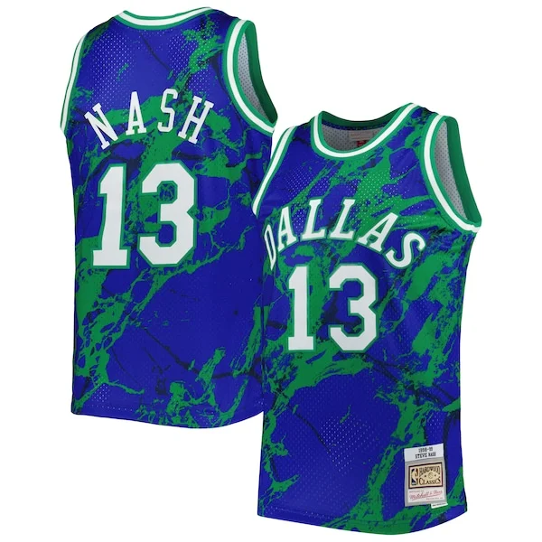 Eccezionale Steve Nash Dallas Mavericks 1998/99 Hardwood Classics Marble Swingman Jersey Blue
