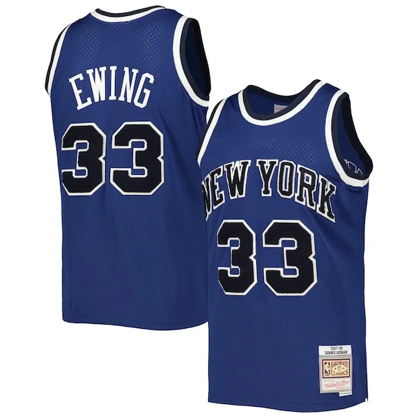 Eccezionale Trendy Stupendo Patrick Ewing New York Knicks 1997/98 Hardwood Classics Off Court Swingman Jersey Blue
