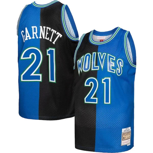 Elegante Classico Eccezionale Kevin Garnett Minnesota Timberwolves Hardwood Classics 1995/96 Split Swingman Jersey Black/Blue
