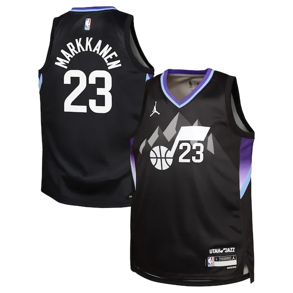 Elegante Trendy Lauri Markkanen Utah Jazz Jordan Brand Youth Swingman Jersey Statement Edition Black