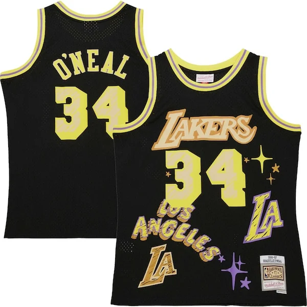 Elegante Trendy Ottimo Shaquille O'Neal Los Angeles Lakers 1996/97 Swingman Sidewalk Sketch Jersey Black