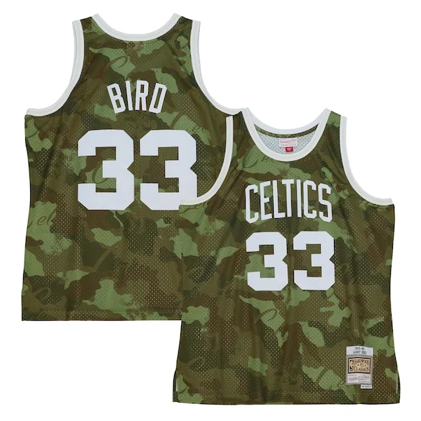 Fantastico Larry Bird Boston Celtics Hardwood Classics 1985/86 Ghost Green Swingman Jersey Camo