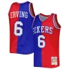 Fantastico Lussuoso Comodo Julius Erving Philadelphia 76ers Hardwood Classics 1982/83 Split Swingman Jersey Royal/Red