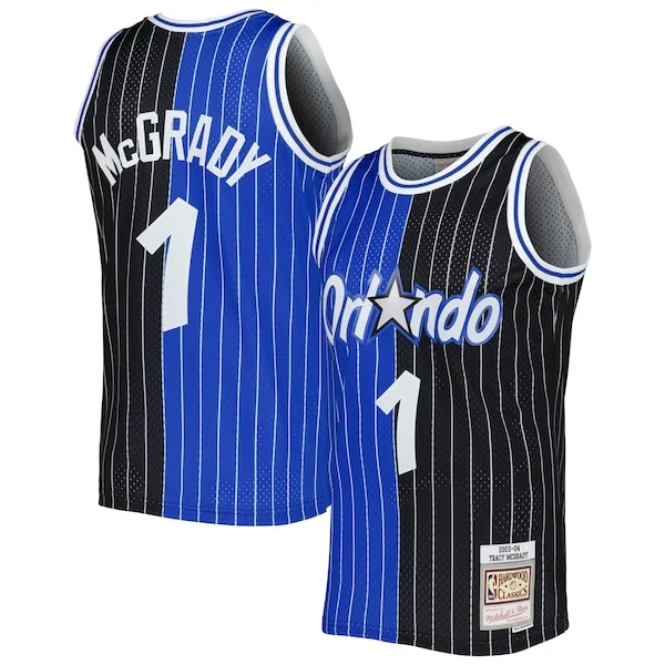 Fantastico Robusto Moderno Tracy McGrady Orlando Magic Hardwood Classics 2003/04 Split Swingman Jersey Blue/Black