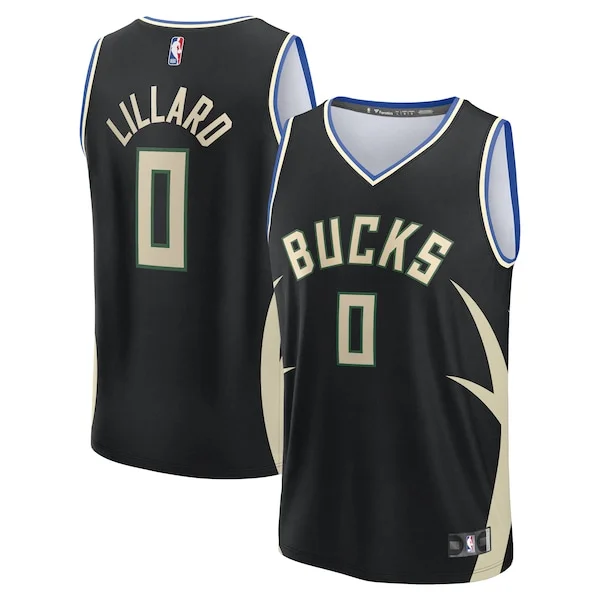 Fascinante Damian Lillard Milwaukee Bucks Youth Fast Break Replica Player Jersey Statement Edition Black