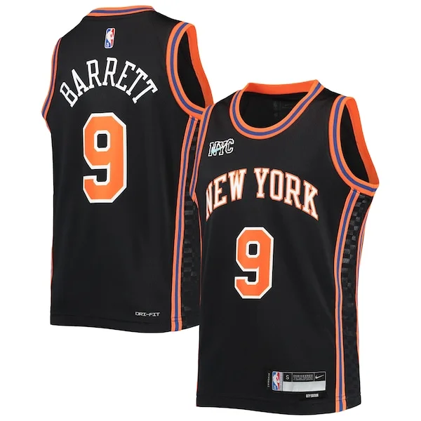 Fascinante Ottimo RJ Barrett New York Knicks Nike Youth 2021/22 Swingman Jersey City Edition Black