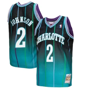 Fascinante Splendido Ottimo Larry Johnson Charlotte Hornets 1992/93 Hardwood Classics Fadeaway Swingman Player Jersey Teal/Black