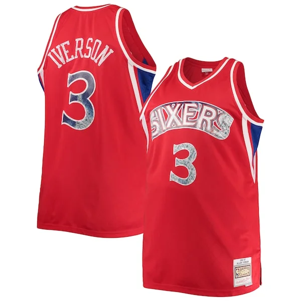 Gorgeous Allen Iverson Philadelphia 76ers Big & Tall 1996/97 NBA 75th Anniversary Diamond Swingman Jersey Red
