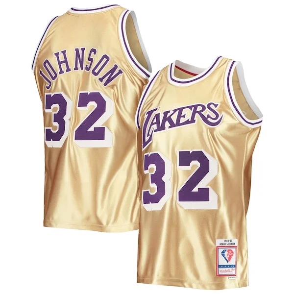Gorgeous Magic Johnson Los Angeles Lakers 75th Anniversary 1984/85 Hardwood Classics Swingman Jersey Gold