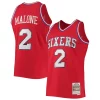 Gorgeous Moses Malone Philadelphia 76ers 1982/83 Hardwood Classics NBA 75th Anniversary Diamond Swingman Jersey Red