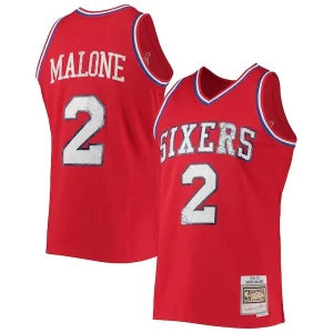 Gorgeous Moses Malone Philadelphia 76ers 1982/83 Hardwood Classics NBA 75th Anniversary Diamond Swingman Jersey Red