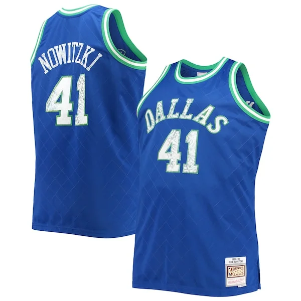 Gorgeous Trendy Robusto Dirk Nowitzki Dallas Mavericks Big & Tall 1998/99 NBA 75th Anniversary Diamond Swingman Jersey Blue