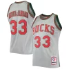 Incantevole Classico Splendido Kareem Abdul Jabbar Milwaukee Bucks 75th Anniversary 1971/72 Hardwood Classics Swingman Jersey Silver