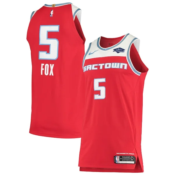 Incantevole De'Aaron Fox Sacramento Kings Nike Authentic Badge Jersey City Edition Red