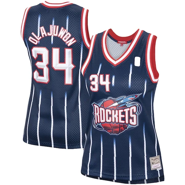 Incantevole Raffinato Accattivante Hakeem Olajuwon Houston Rockets Women's Hardwood Classics Swingman Jersey Navy/Red