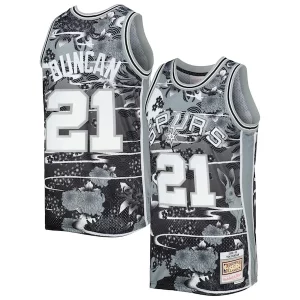 Incantevole Tim Duncan San Antonio Spurs 1998/99 Hardwood Classics Lunar New Year Swingman Jersey Silver
