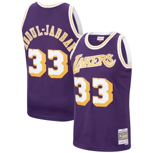 Lussuoso Eccezionale Kareem Abdul Jabbar Los Angeles Lakers Hardwood Classics Swingman Jersey Purple/Gold