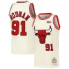 Lussuoso Incantevole Dennis Rodman Chicago Bulls Chainstitch Swingman Jersey Cream