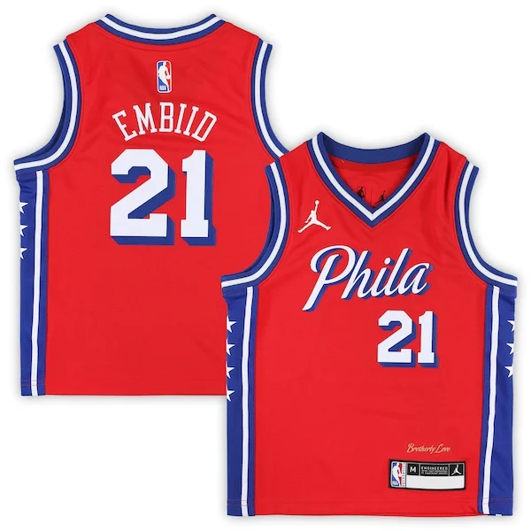 Lussuoso Ottimo Joel Embiid Philadelphia 76ers Jordan Brand Preschool 2022/23 Replica Jersey Statement Edition Red