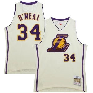 Magnifico Delizioso Fascinante Shaquille O'Neal Los Angeles Lakers Chainstitch Swingman Jersey Cream