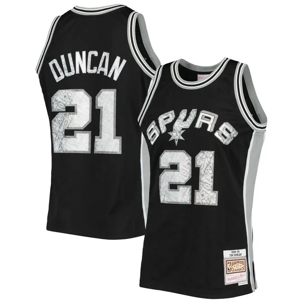 Magnifico Lussuoso Moderno Tim Duncan San Antonio Spurs 1998/99 Hardwood Classics NBA 75th Anniversary Diamond Swingman Jersey Black