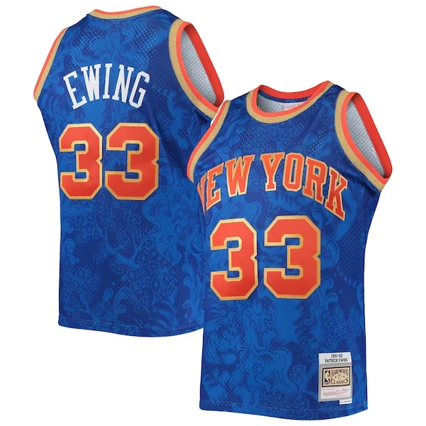 Magnifico Patrick Ewing New York Knicks Hardwood Classics 1991/92 Lunar New Year Swingman Jersey Blue
