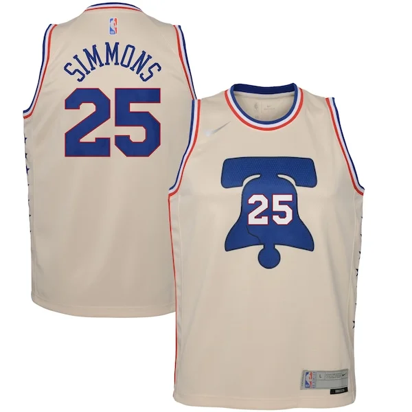 Meraviglioso Ben Simmons Philadelphia 76ers Nike Youth 2020/21 Swingman Player Jersey Cream Earned Edition