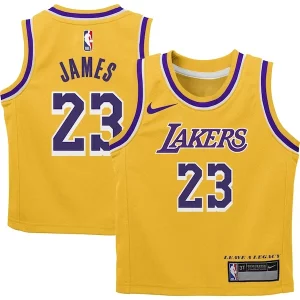 Comodo Accattivante Fantastico LeBron James Los Angeles Lakers Nike Preschool Dri FIT Swingman Player Jersey Icon Edition Gold