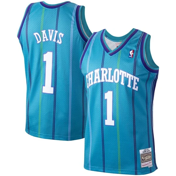 Moderno Classico Gorgeous Baron Davis Charlotte Hornets 1999/00 Hardwood Classics Swingman Jersey Teal