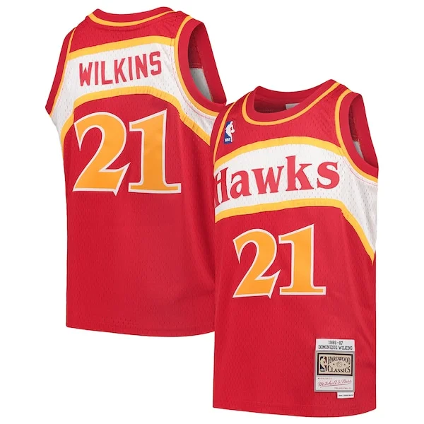 Moderno Dominique Wilkins Atlanta Hawks Youth 1986/87 Hardwood Classics Swingman Throwback Jersey Red
