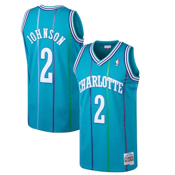 Moderno Incantevole Lussuoso Larry Johnson Charlotte Hornets 1992/93 Hardwood Classics Swingman Jersey Teal