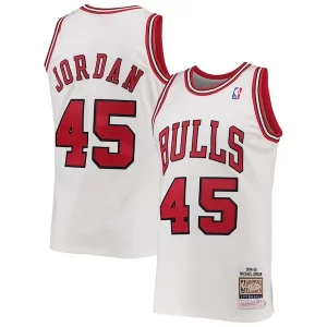 Moderno Men's Chicago Bulls Michael Jordan White 1994 95 Hardwood Classics Authentic Player Jersey