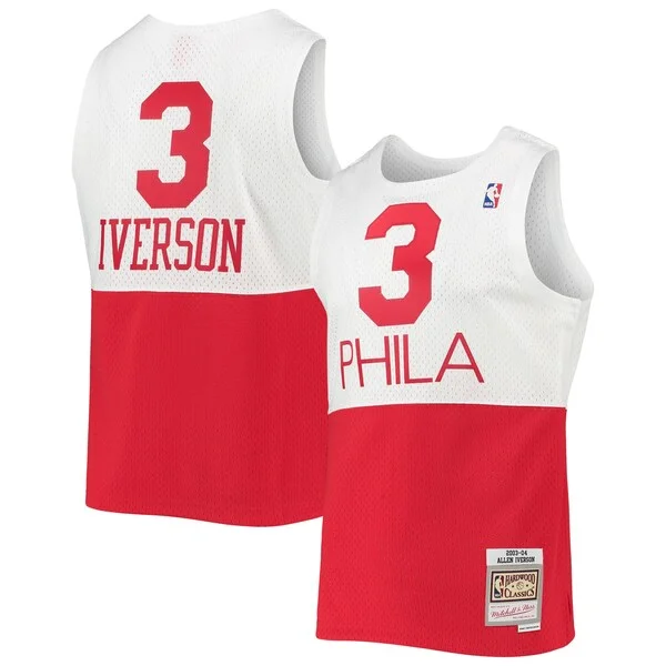 Moderno Trendy Allen Iverson Philadelphia 76ers 2003/2004 Hardwood Classics Swingman Jersey White/Red